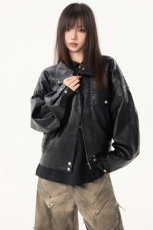 嘻哈秋冬季痞帅机车服铺皮衣外套宽松男女短款夹克上衣YD06-P125，男装夹克，星座509