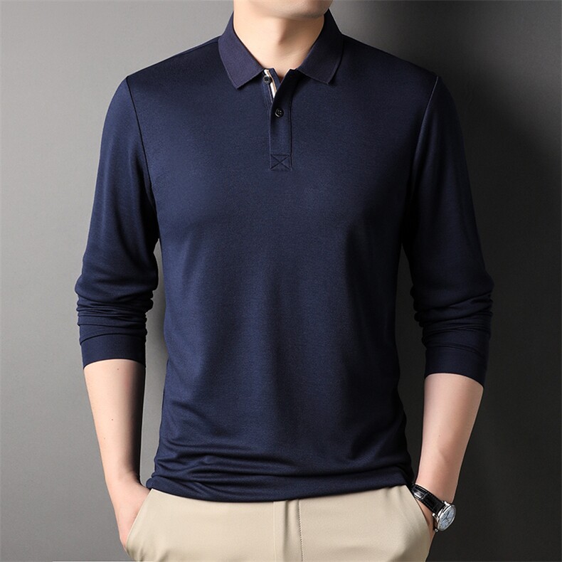 AG3952钱塘2020-3长袖T桖春秋薄款翻领男士高档打底衫P50,男装T恤,钱塘207-3