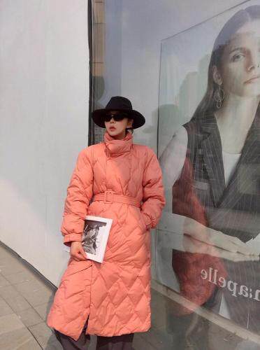 气质款长款系腰带羽绒服.SML，女装羽绒服，尚映