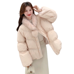 新款现！真狐狸毛保暖粉色羽绒服外套2C133-6003-P280-K408图片
