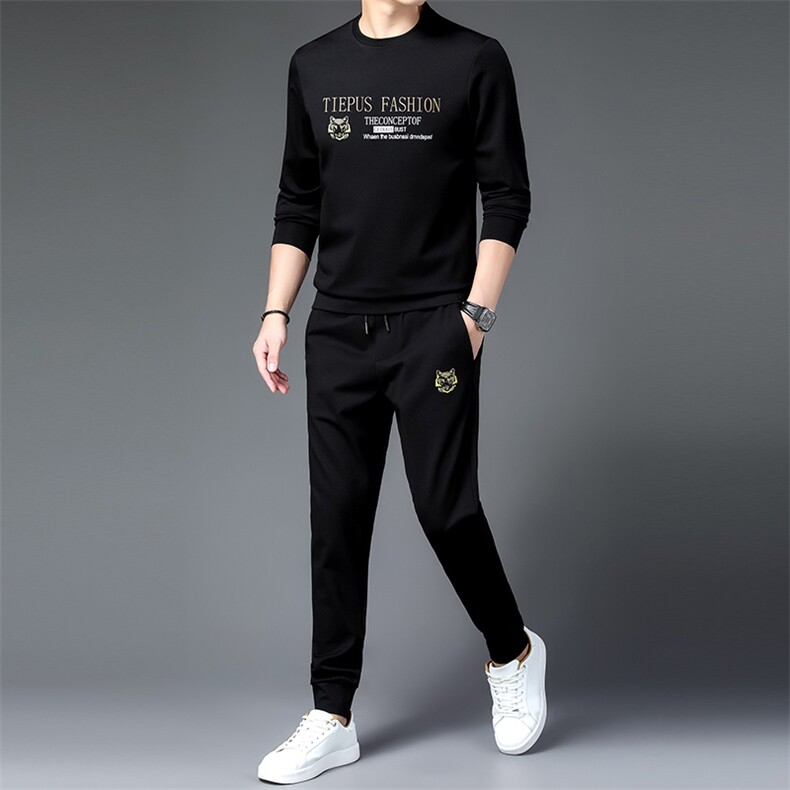 秋冬季中青年时尚潮流保暖两件套新款男士宽松免烫卫衣休闲套装，男装休闲套装，电商B212（原钱塘6029）