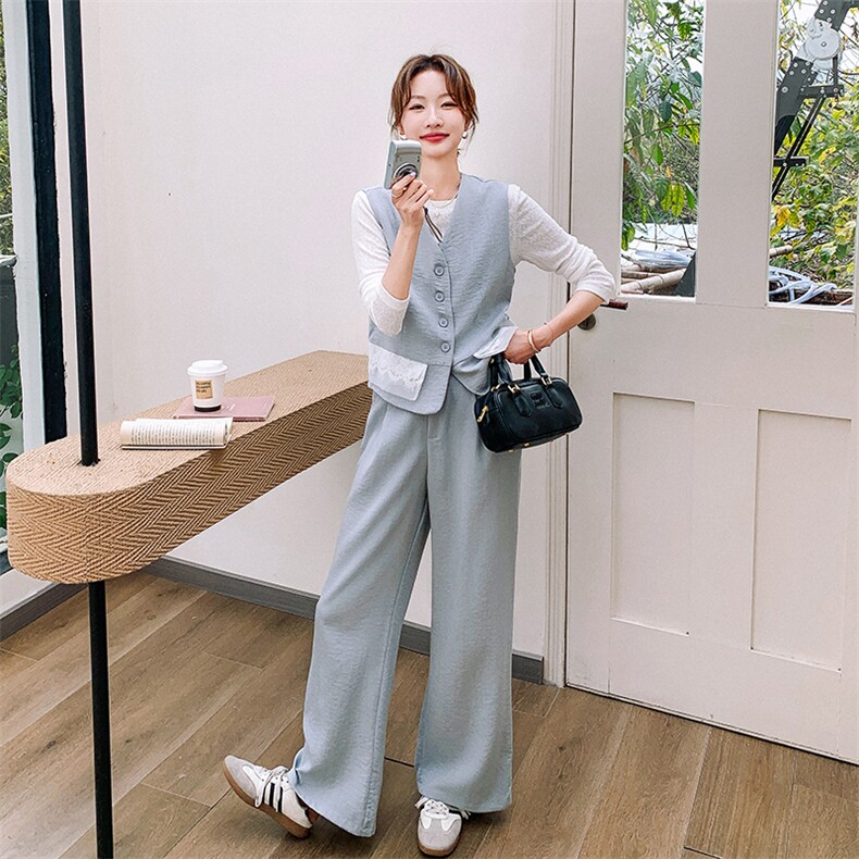 新款现货主推棉麻料三件套套装2521-P175-K258,女装套装/套裙,2C129