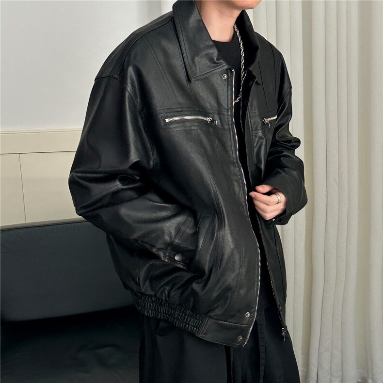 现货-水洗质感复古皮外套男pu机车服潮牌痞帅夹克-AP23106-P115,男装夹克,电商A351