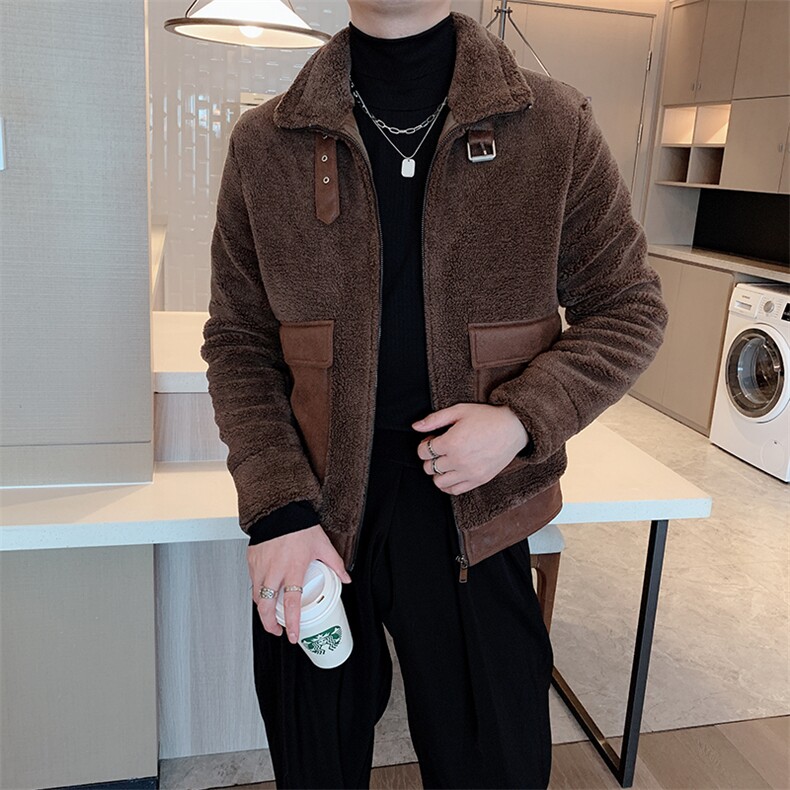 颗粒绒外套男冬季加厚毛绒棉服网红ins痞帅外套棉衣M003P140控170，男装棉衣，电商B267