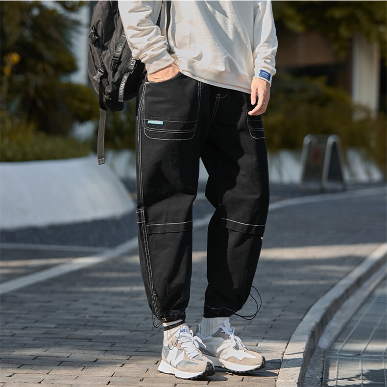 机能风工装裤秋潮流百搭ins宽松休闲束脚裤A438-6181-P7098,男装工装外套,电商A438