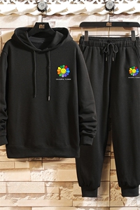 TL8101-P80连帽卫衣套装男运动套装两件套 砖墙挂拍图片