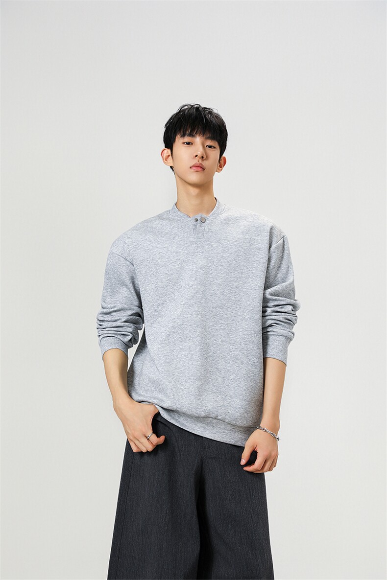 韩系学院风设计cleanfit卫衣简约纯色休闲打底常规P39加绒P49,男装T恤,电商B319