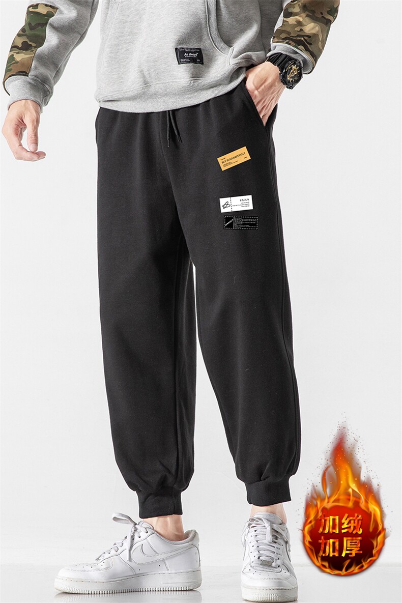 K12118-P40加绒P50束脚纯棉运动裤男士休闲裤大码宽松卫裤男,男装休闲裤,电商A040A