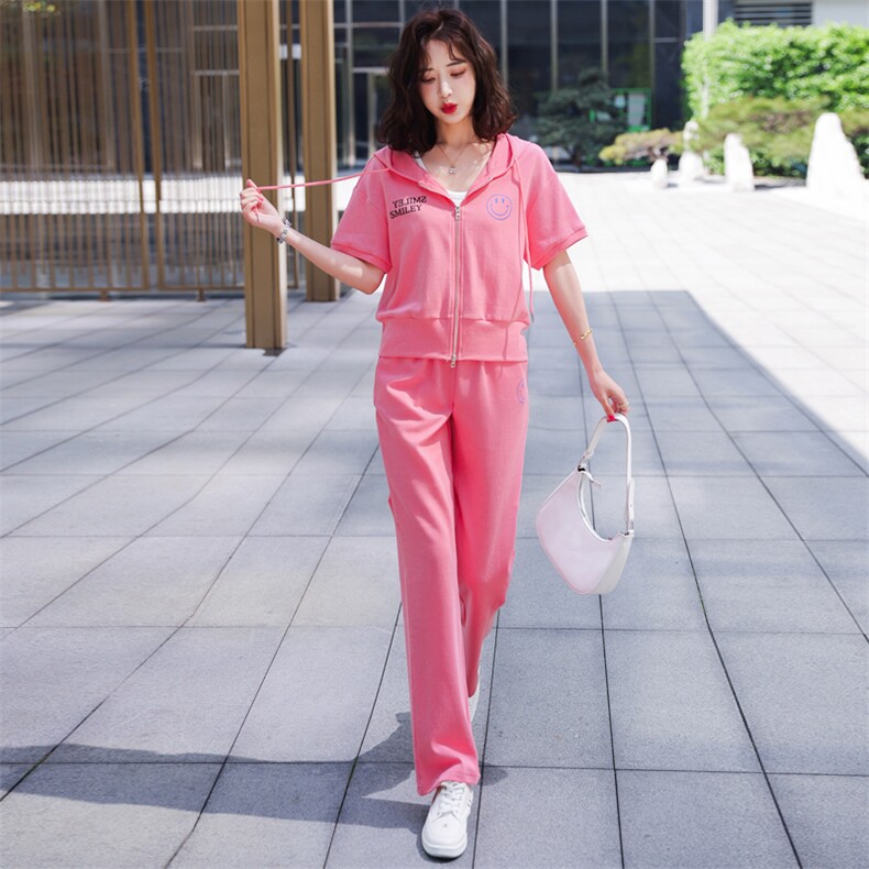 2022年夏装新款开衫休闲带帽运动服卫衣套装女网红时尚两件套女,女装套装/套裙,瑶迪依秀