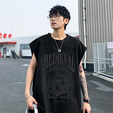 麂皮绒重磅背心男夏季美式高街潮牌跑步速干坎肩宽松大码无袖T恤，男装T恤，电商B220