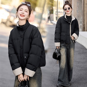 设计感针织拼接短款羽绒服女2025年冬季新款小个子加厚韩版面包服图片