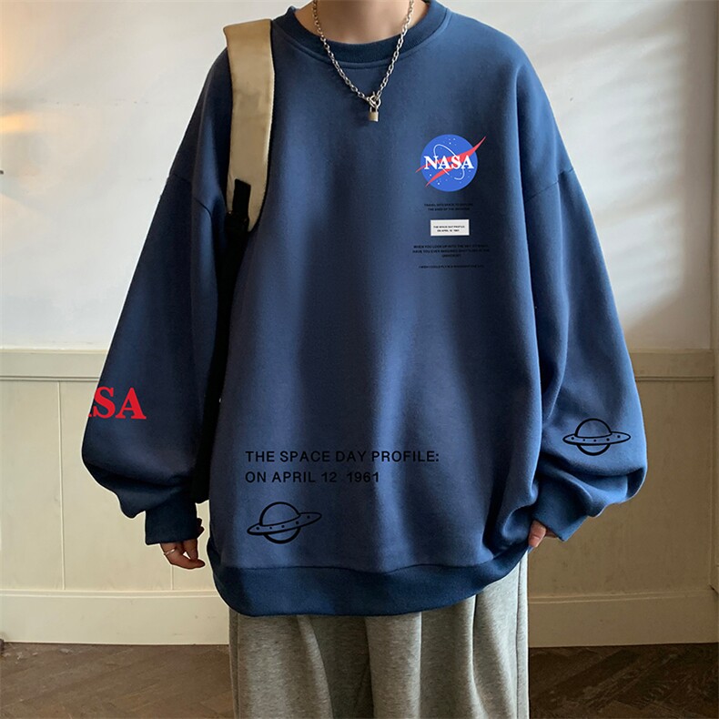 NASA圆领卫衣男大码加厚加绒长袖t恤男S6243-P28加绒款-P33,男装卫衣,电商A040