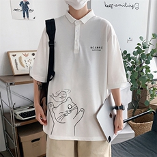 PL57133-P35翻领短袖polo衫男大码胖子半袖t恤男有领保罗衫模特，男装Polo衫，电商A040