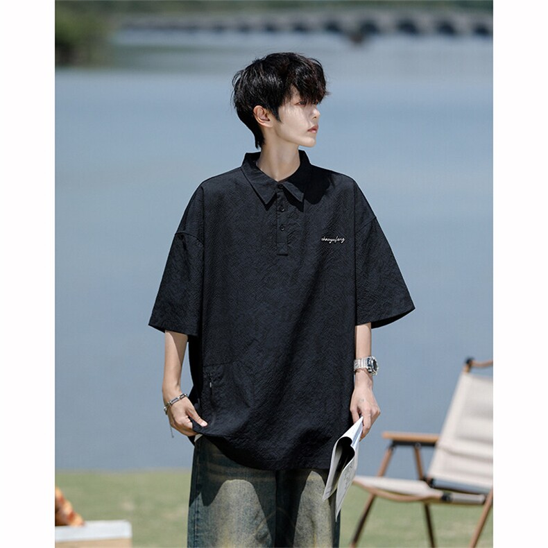 8XL-M轻薄3D泡泡肌理感速干POLO衫男宽松印花冰丝短袖T恤CS529,男装衬衫,电商D206-1