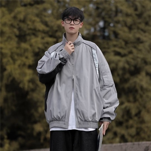 美式复古飞行员夹克男宽松潮牌工装情侣棒球服外套春秋季图片