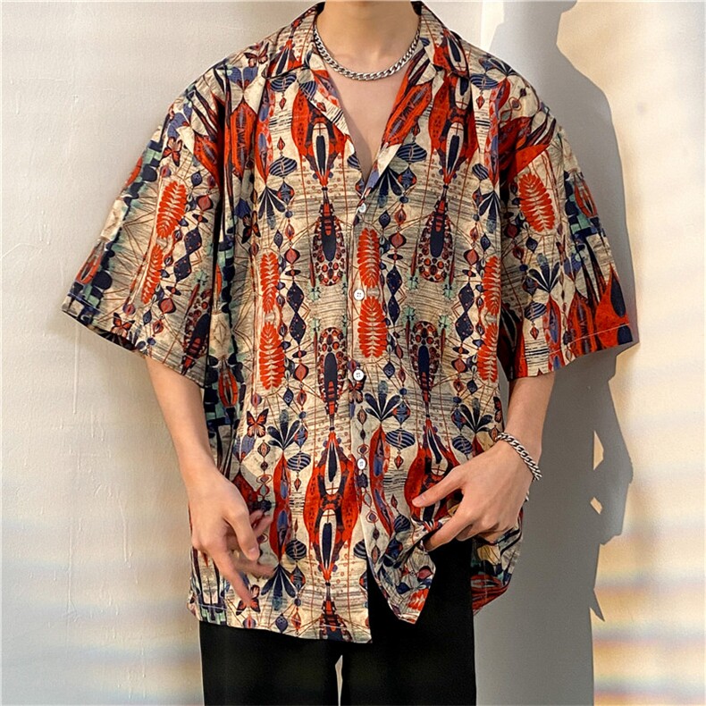 夏季五分袖潮牌宽松垂感面料男式痞帅衬衫男百搭防晒服外套夹克,男装衬衫,星座301D-5(原星座1415）