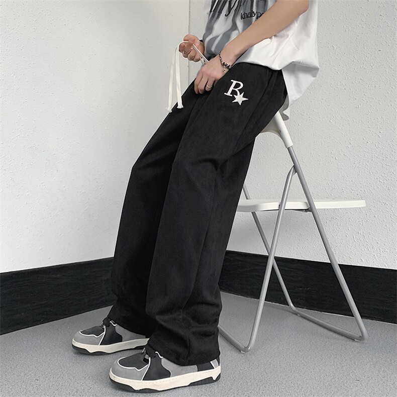 抖音品质麂皮绒字母刺绣直筒休闲裤运动裤313A-1-NK103-P45控58,男装休闲裤,星座808A-1