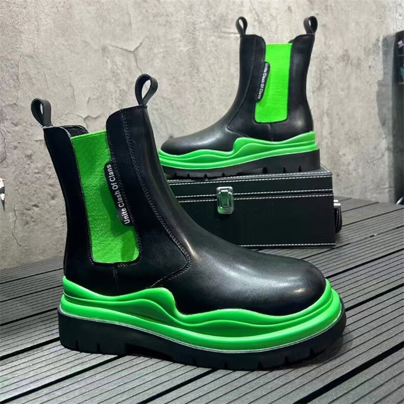 马丁靴男秋季新款高帮烟筒靴英伦风切尔西靴，男鞋切尔西靴，星座1407-6