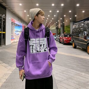 WY10-P48   秋冬男装港风大码时尚潮流连帽卫衣男套头衫图片