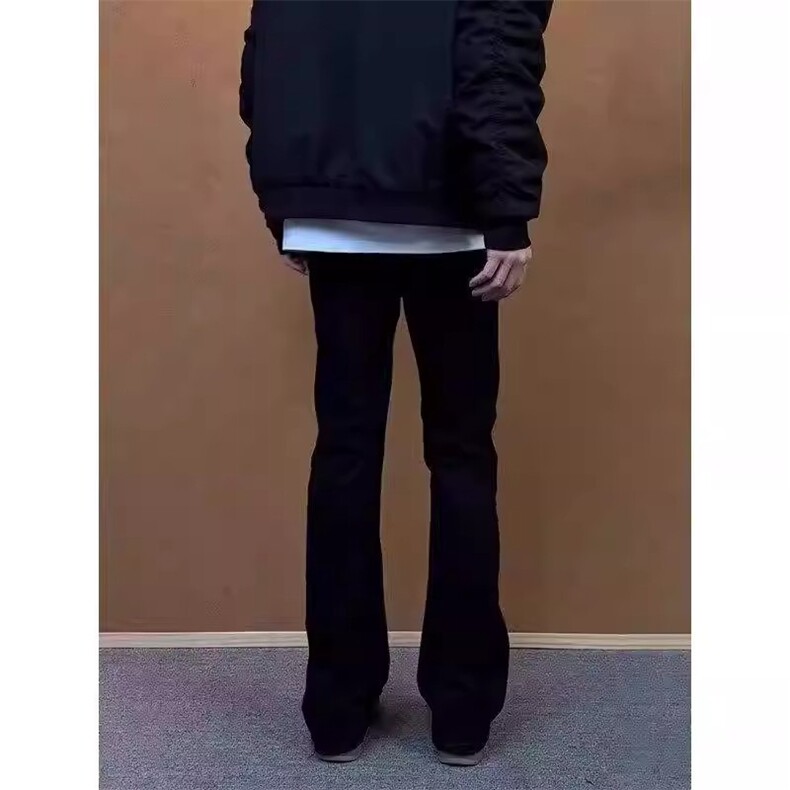 现货黑色柳叶弯刀微喇牛仔裤男2026早春潮牌美式微喇裤子,男装牛仔裤,星座302B