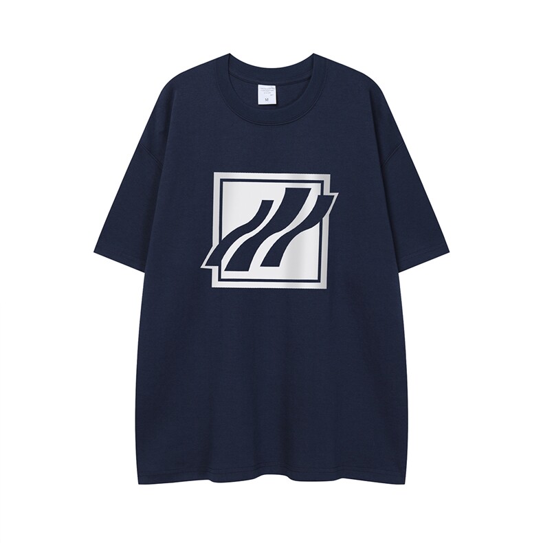 白底23夏季时尚百搭宽松圆领印花水洗宽松短袖T恤T1147P25控38,男装T恤,电商A247-1