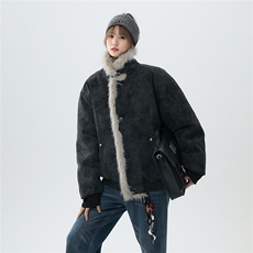 麂皮绒扎染座山雕棉服美式设计感重磅情侣外套A170-M900-TP108，男装棉衣，电商A170