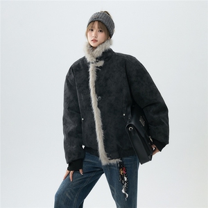 麂皮绒扎染座山雕棉服美式设计感重磅情侣外套A170-M900-TP108图片