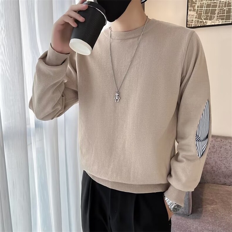 秋冬季圆领毛衣男韩版潮流休闲加厚线衣痞帅假两件打底针织衫S534,男装针织衫/毛衣,星座1116A-2（原606A-1）