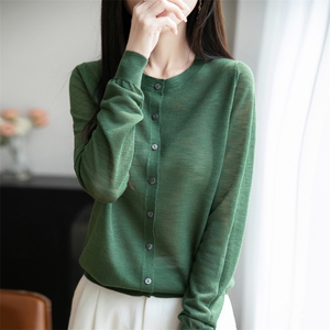 竹节麻圆领开衫-图片