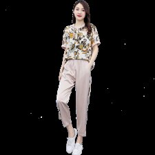 2023新款时尚醋酸印花拼接连帽气质套装2023年夏季，女装套装/套裙，奕薇雅