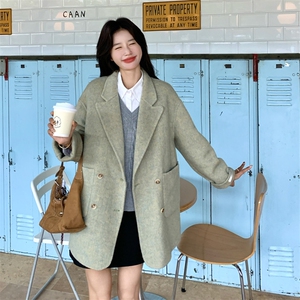 双面呢羊绒大衣女2025新款爆款秋冬高级感气质宽松双面呢西装外套图片