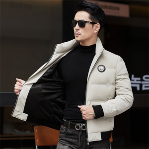 冬季白鸭绒加厚羽绒服短款中青年休闲立领保暖防寒潮服外套男装图片