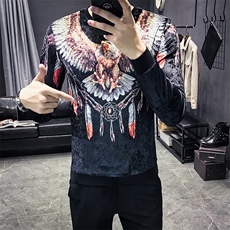2021春秋季高质量金丝绒老鹰翅膀卫衣圆领套头男C301-W11-P60，男装卫衣，电商C301