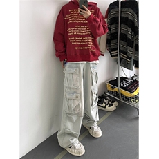 Cleanfit美式复古多口袋宽松直筒男女牛仔裤8XZ502-K707-P65控88，男装牛仔裤，星座502