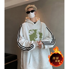 抖音得物供货提供视频秋冬重磅美式宽松织带连帽卫衣0616，男装卫衣，电商A486
