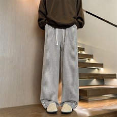 8XL-M美式复古竖条纹毛呢裤子加大码直筒裤阔腿裤KZ1936P60加绒70，男装卫衣，电商B238