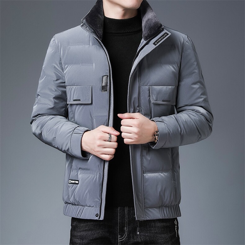 2023冬装新款休闲皮羽绒服青年时尚外套上衣爸爸装ZS9806-1-P270，男装羽绒服，电商B212（原钱塘6029）