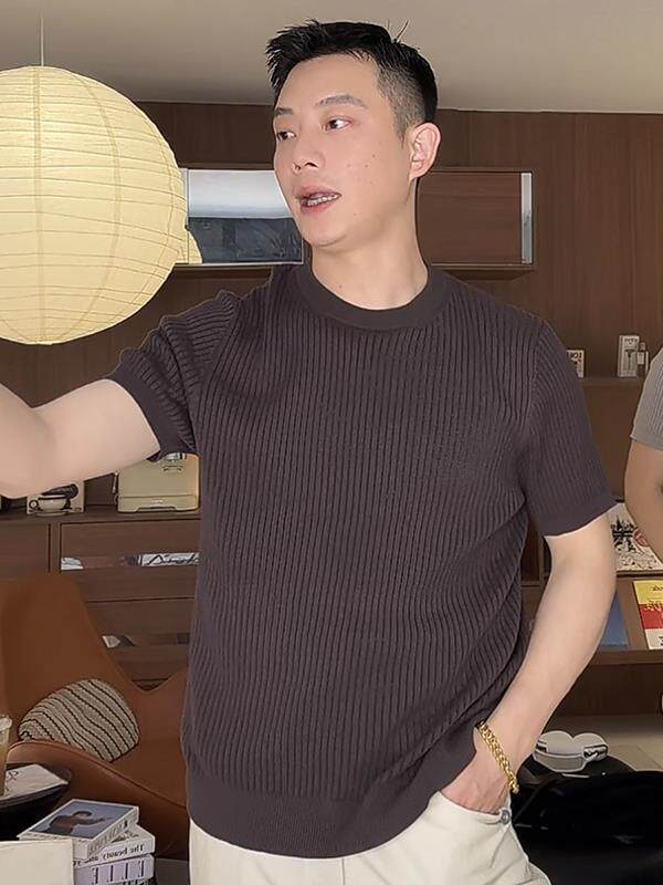 网图纯色圆领冰丝针织衫坑条肌理感M5635-P45,男装针织衫/毛衣,星座1012-1
