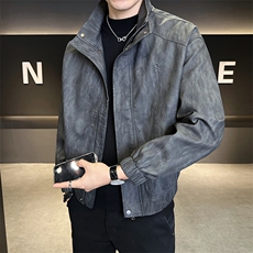 男装皮衣秋季2025新款宽松品质皮夹克外套C317-J2593-P165，男装夹克，电商C317