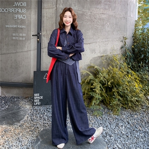 日系百搭设计款外套阔腿裤套装女2025秋季新款复古格子吊带三件套图片
