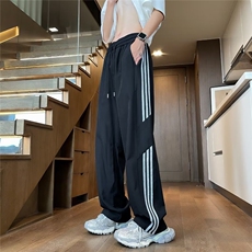 条纹速干裤子男夏季薄款宽松阔腿运动裤潮牌青年休闲裤GK286-P38，女装休闲裤，星座302B