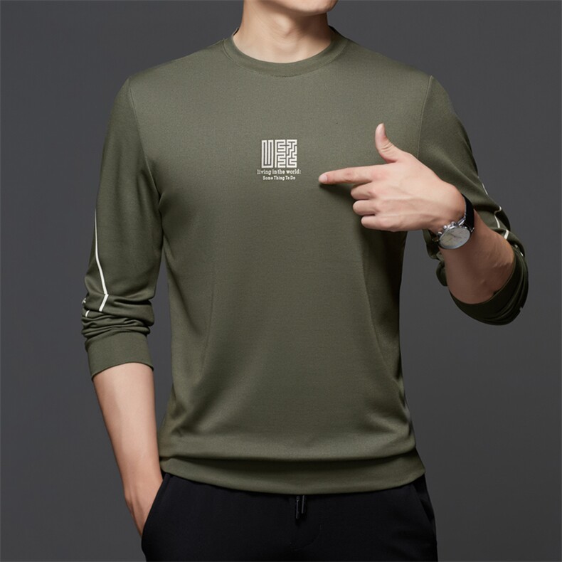长袖T恤男圆领印花体恤衫春秋季新款男士时尚百搭打底衫上衣服,男装T恤,电商B212（原钱塘6029）
