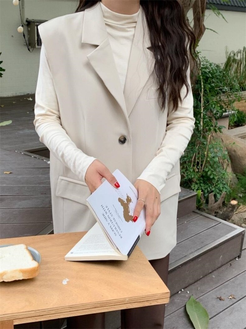 后背纽扣马甲，女装马甲，GREENO