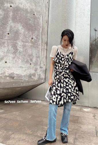 洋气花色两件套连衣裙，女装连衣裙，777