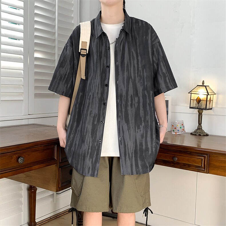 精品花衬衫男短袖夏季痞帅休闲上衣服外套翻领大码衬衣男A012P25图片