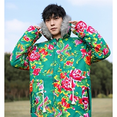 Q1中款男女羊羔毛领新中式团队表演出汉服保暖防寒棉袄棉服情侣装，男装棉衣，星座115A(原星座507）