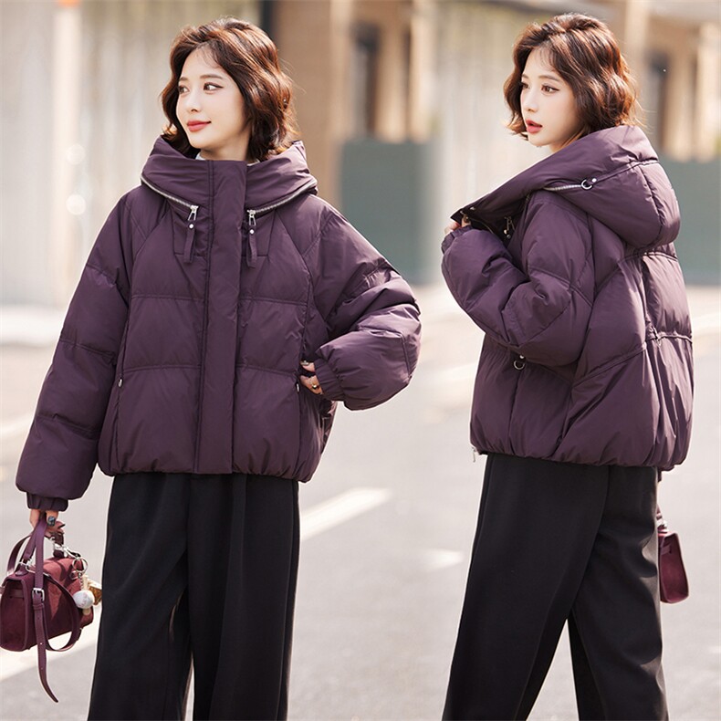 【现货】短款羽绒服女冬2024今年新款洋气时尚加厚保暖面包服外套，女装羽绒服，仁梯