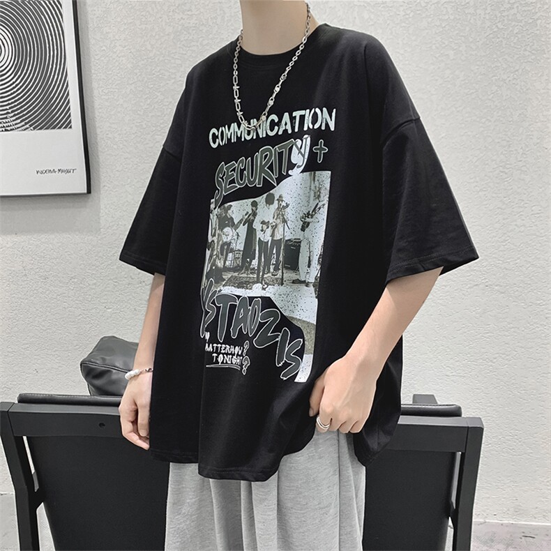 wassuphappy纯棉短袖t恤男夏季2025新款潮牌休闲半袖美式五分袖,男装T恤,星座1013