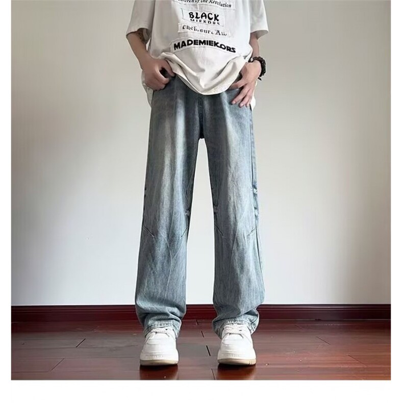 1506/Q5000/P44美式复古高街潮流微喇宽松显瘦设计感直筒裤,男装休闲裤,星座1506