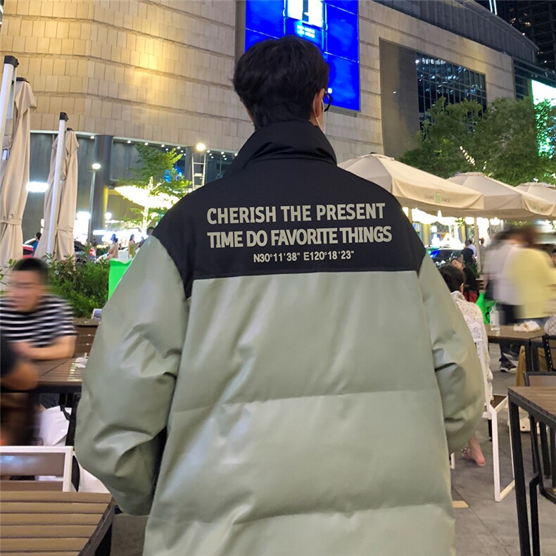 港风夜景可爱松鼠印花休闲立领PU皮棉服A247-MY84006特批95控158,男装棉衣,电商A247